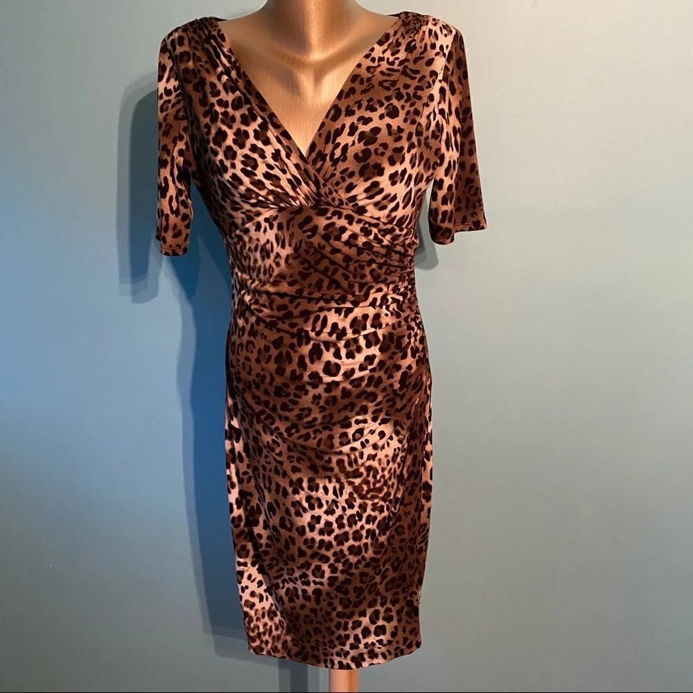 Evan-Picone women’s  animal print wrap dress in‎ size 6